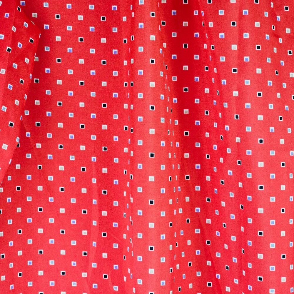 Vtg Lucky Me Loose Clergy Collar Neck Square Print Long Sleeve Silky Blouse, 38 - Picture 4 of 10